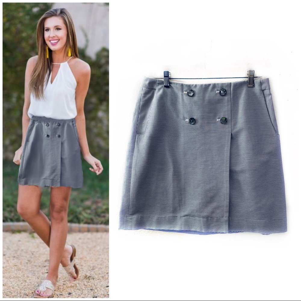 Limited 8 Blue Nautical Skirt Seersucker Buttons